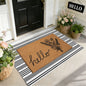 Coco Coir Welcome Doormat with Black and White Striped Mats (Hello)