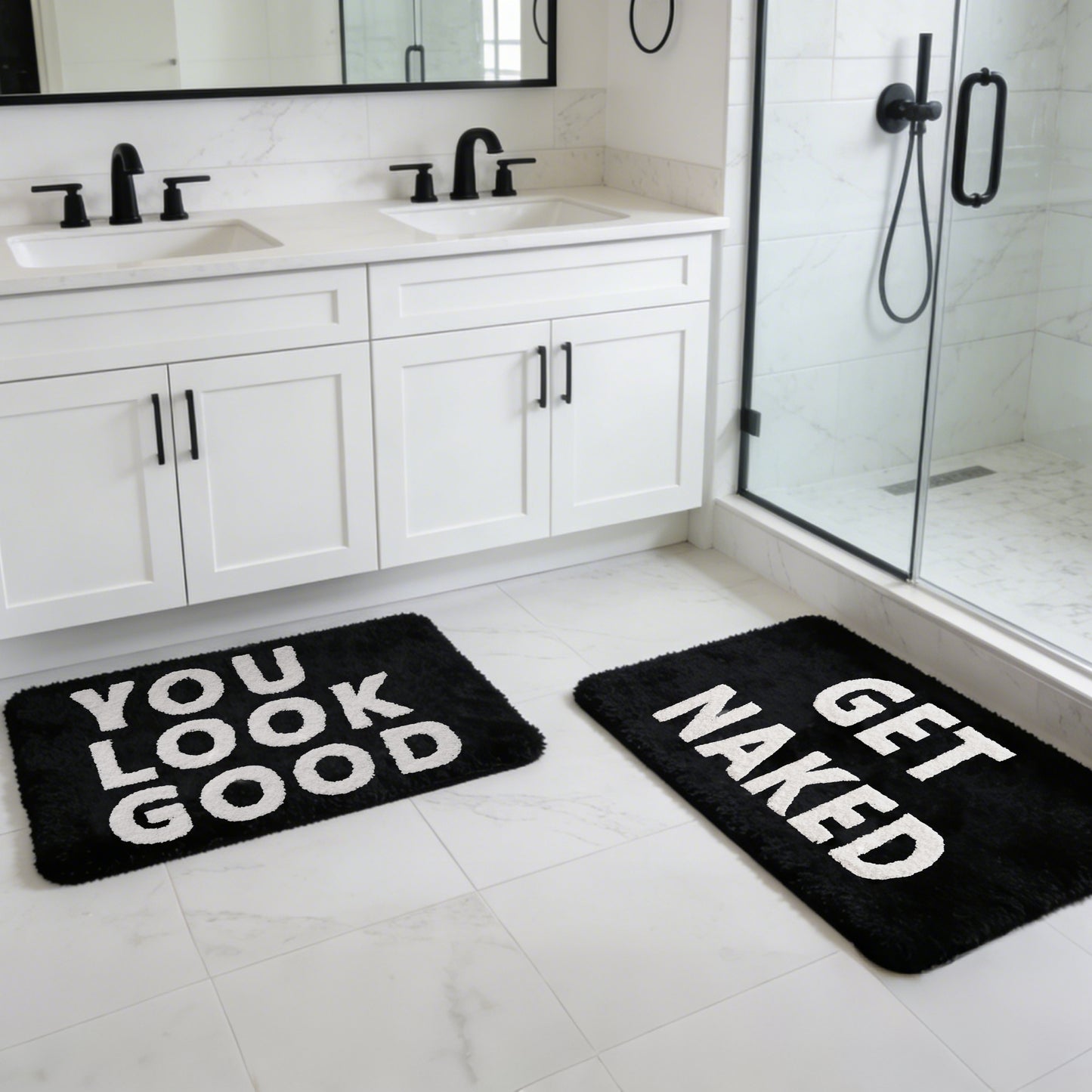 You Look Good & Get Naked Bath Mat Set - Funny Bathroom Rugs