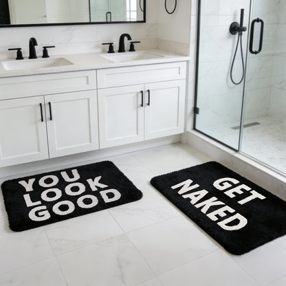 You Look Good & Get Naked Bath Mat Set - Funny Bathroom Rugs