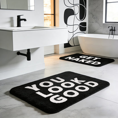 You Look Good & Get Naked Bath Mat Set - Funny Bathroom Rugs