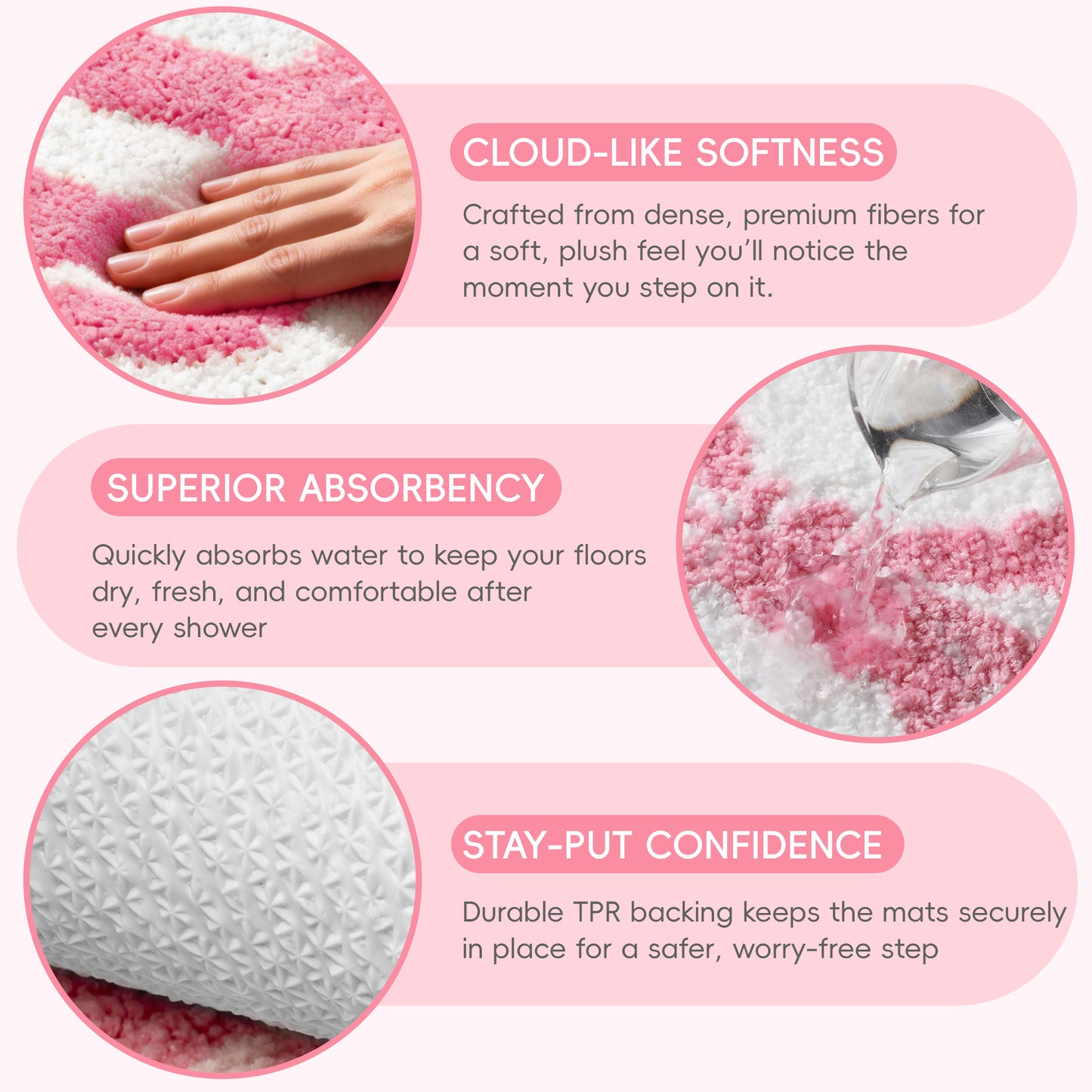 2PCS Bathroom Rug Set, Non-Slip Absorbent Bath Mat & Toilet Rug