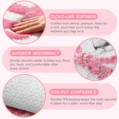 2PCS Bathroom Rug Set, Non-Slip Absorbent Bath Mat & Toilet Rug