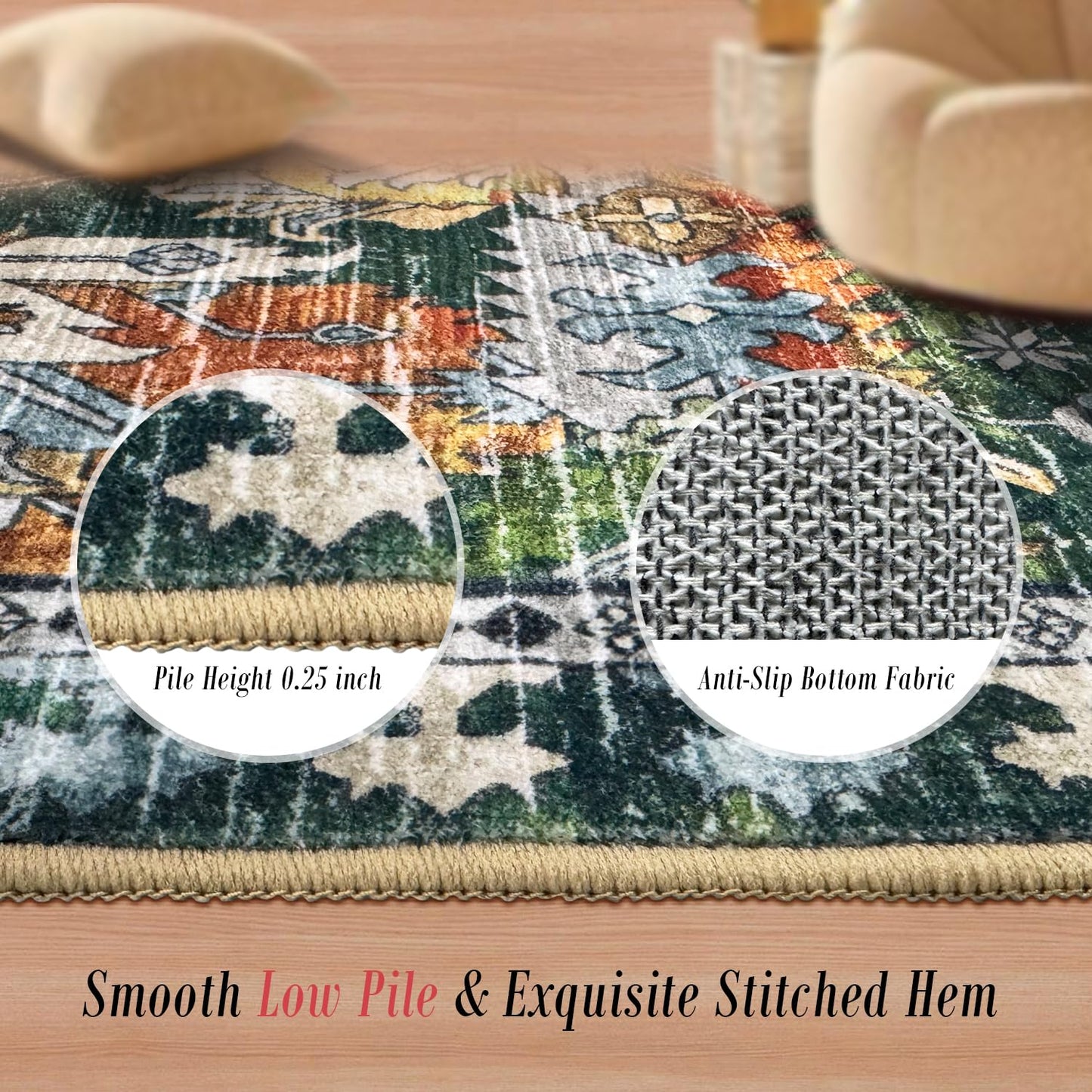 VORNELO Vintage Boho Rugs for Living Room (6' x 9')