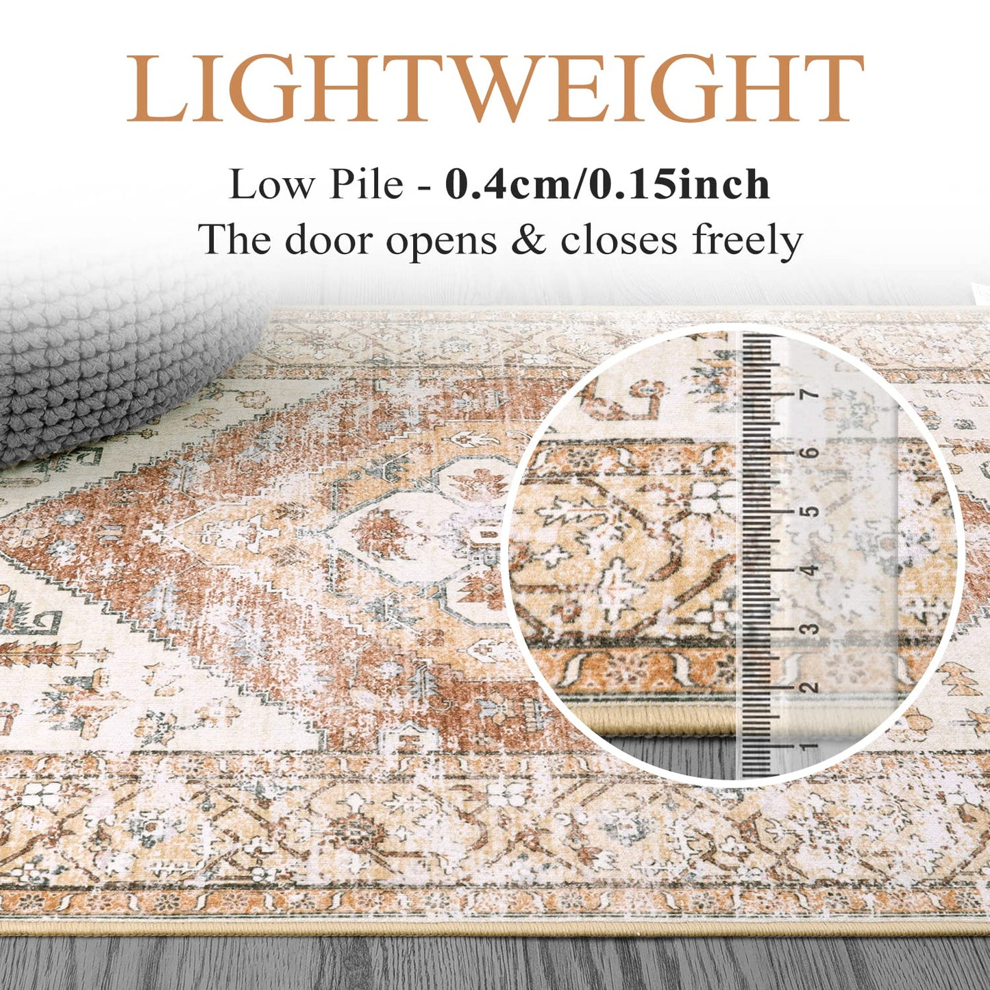 VORNELO Vintage Hallway Circle Round Rug 4'