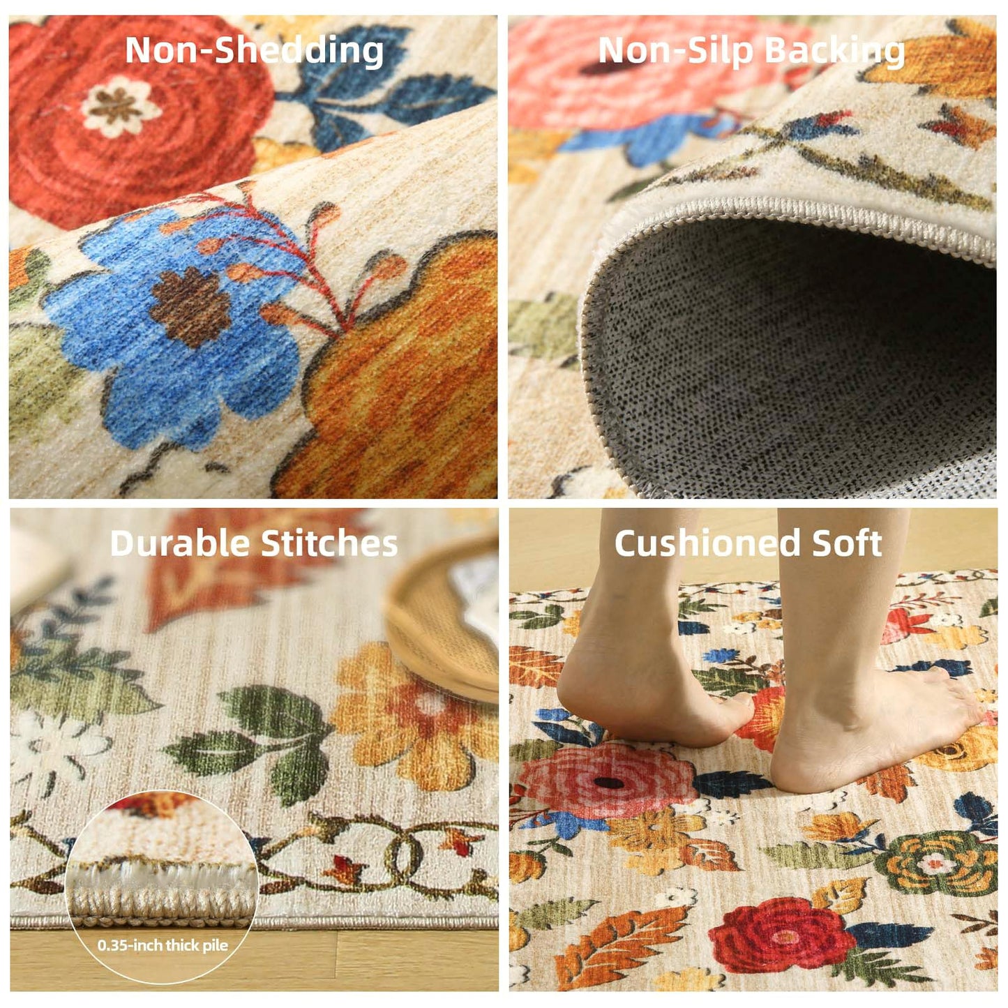 VORNELO Washable Small Entryway Area Rugs(2'x3')