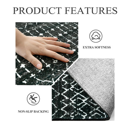 VORNELO Moroccan Black Runner Rug (2'x6')