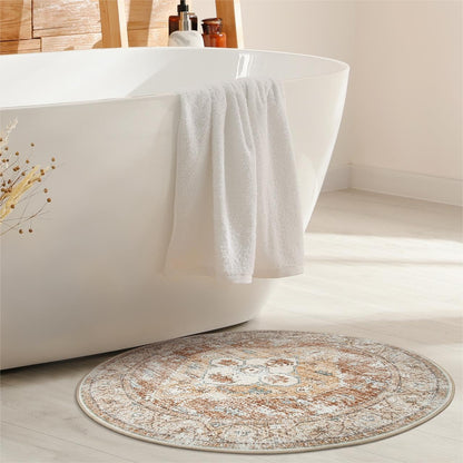 VORNELO Vintage Hallway Circle Round Rug 4'