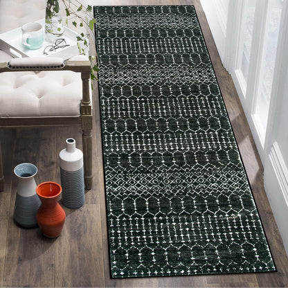 VORNELO Moroccan Black Runner Rug (2'x6')